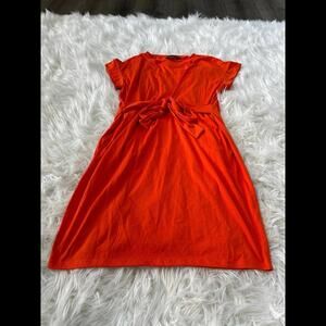 Chic Orange Mini Dress with Tie Detail